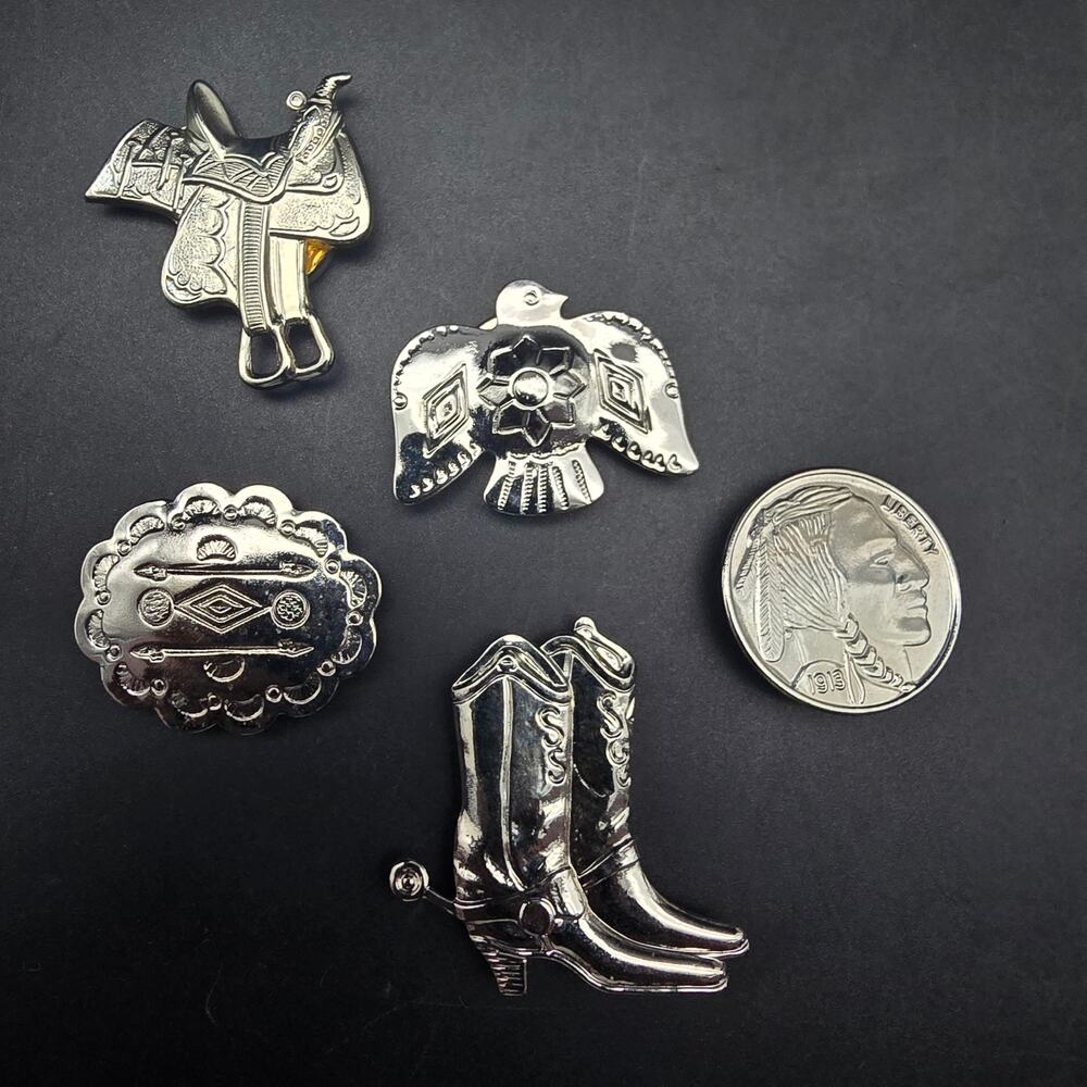 Southwest Themed Button Covers Silver Tone